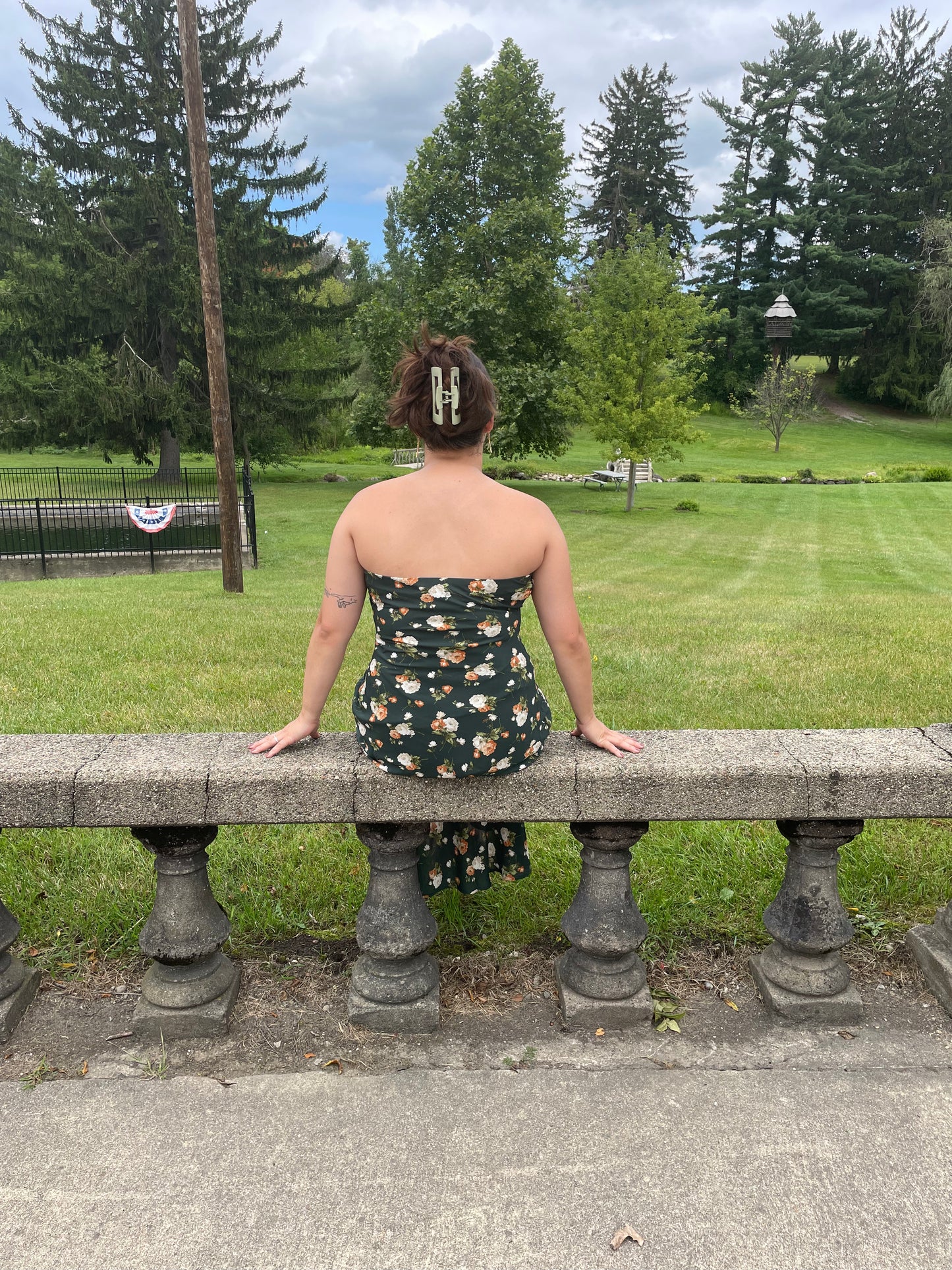 Chayce Hunter Green Floral Strapless Maxi Dress