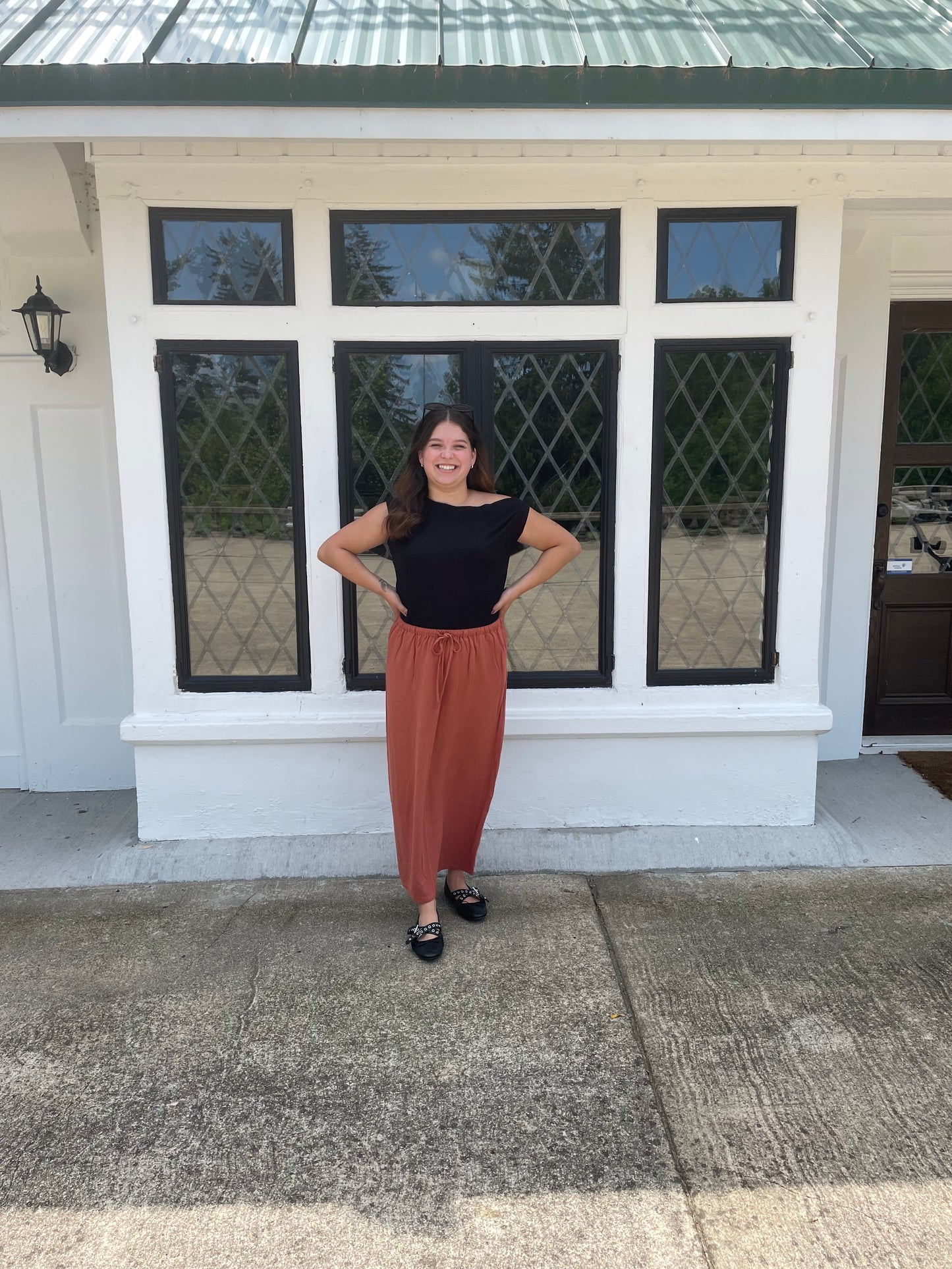 Harvest Linen Maxi Skirt in Rust