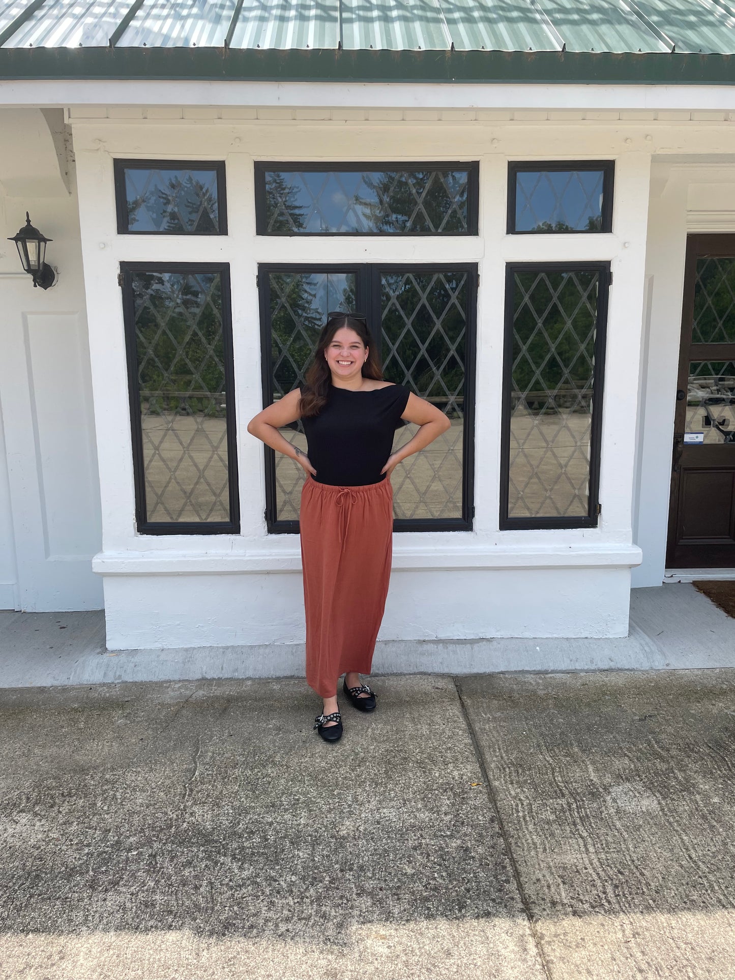 Harvest Linen Maxi Skirt in Rust