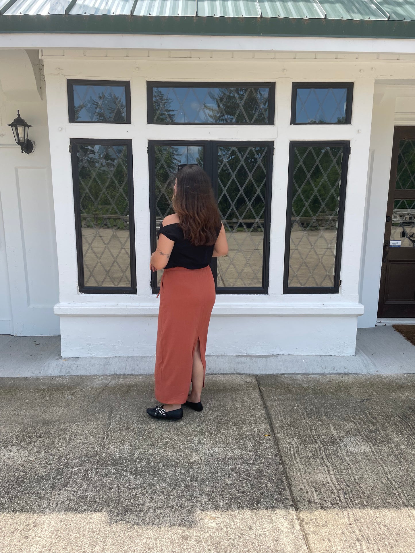 Harvest Linen Maxi Skirt in Rust